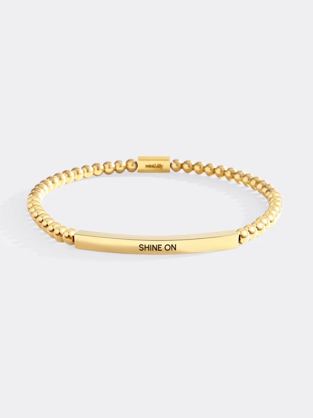 Mint&Lily Gold Beaded Bar Bracelet with "SHINE ON" Engraving